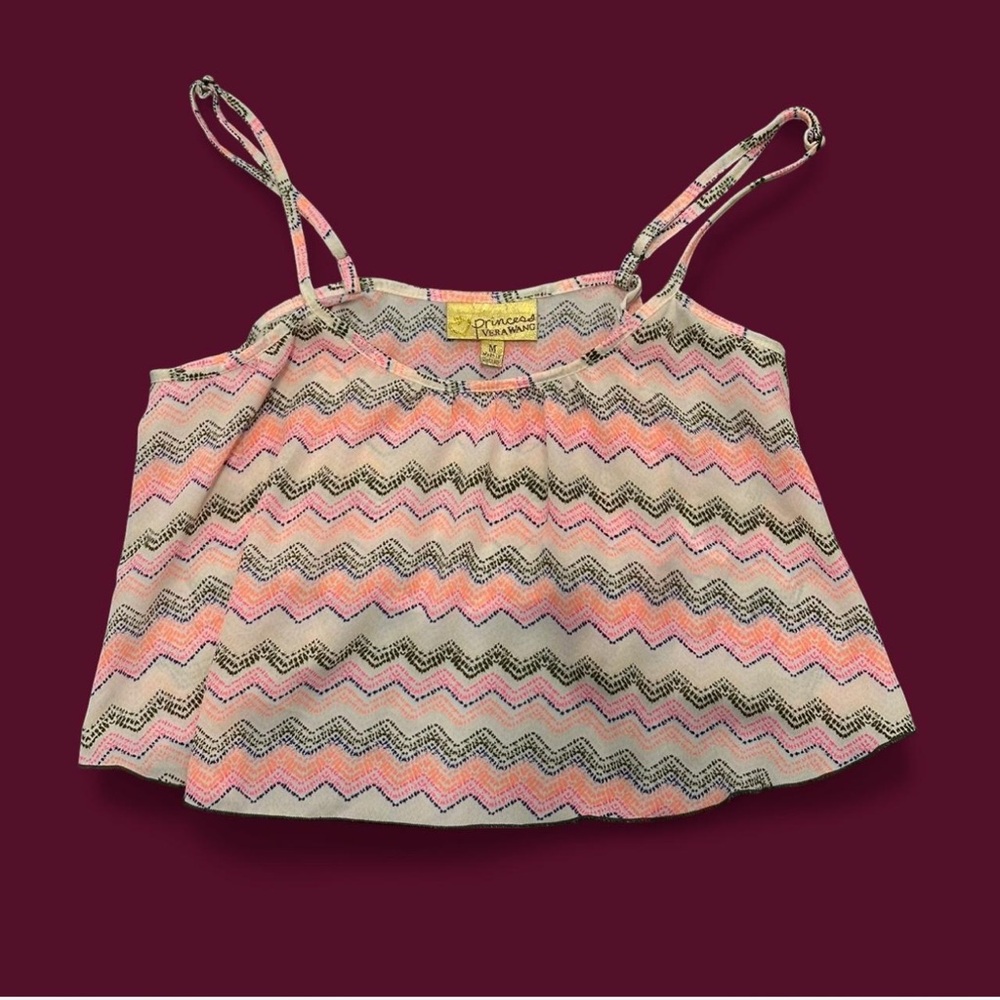 Vera Wang Pink and Black Zigzag Crop Top